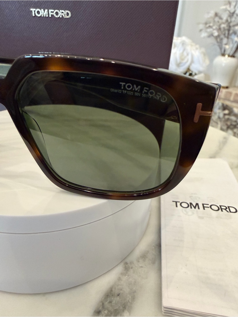 Tom Ford Oliver TF1025 Rectangular Tortoiseshell Sunglasses - Brown Amber - Picture 5 of 8